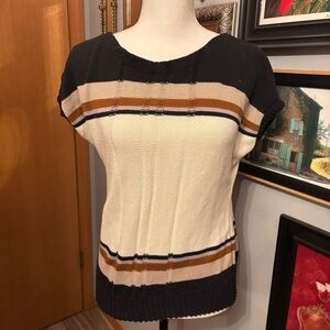 Vintage Beldoch Popper Striped Short Sleeve Sweater M1